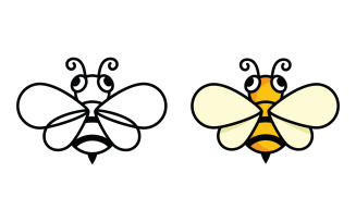 Animal cute Bee vector icon illustration design template v.10