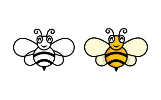 Animal cute Bee vector icon illustration design template v.1