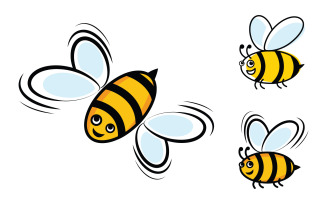 Animal cute Bee vector icon illustration design template v.2