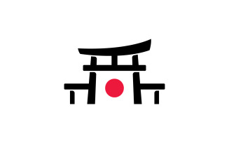 Japanese Torii gate illustration, simple Torii gate sign logo design vector 0
