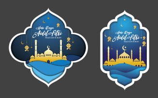Muslim element abstract for greeting banners. Islamic event day icon design template v.2