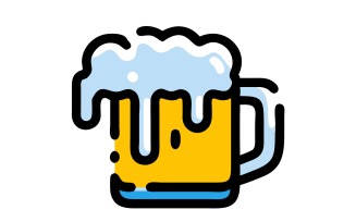 Beer with foam overflowing in a glass cup