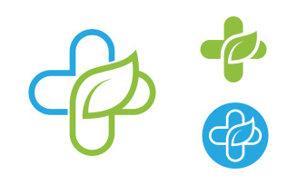 Hospital Healthy life Medical with leaf Logo template vector illustration design v.1