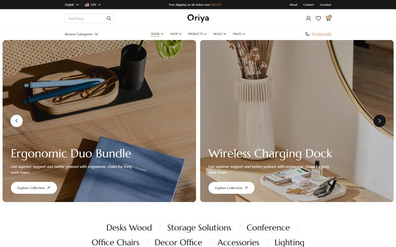 Oriya - Office Equipment eCommerce HTML5 Template Website Template