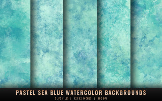 Pastel Sea Blue Watercolor Backgrounds