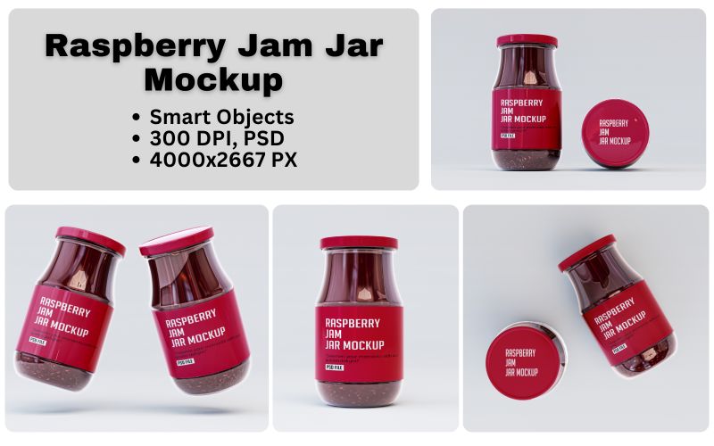 Raspberry Jam Jar Mockup Template Product Mockup