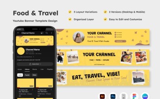 YouTube Banner Design for Food and Travel Explorers