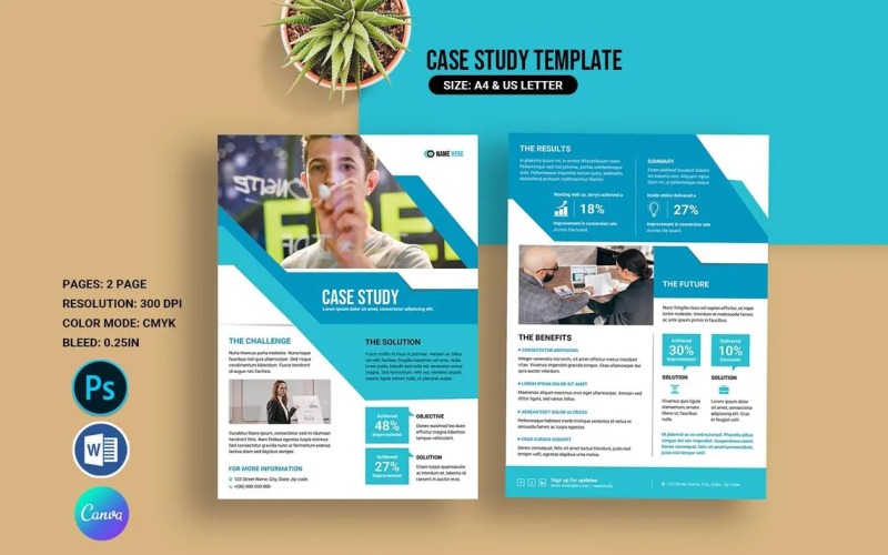 Case Study Flyer Template | Showcase Success Stories Corporate Identity