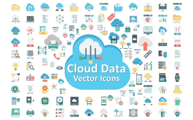 Cloud Data: Scalable and Secure Solutions for Modern Storage Icon Set