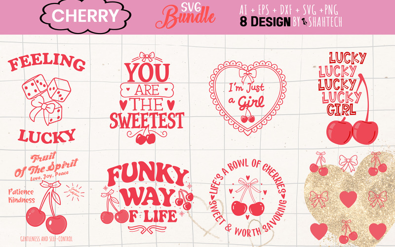 Cherry Valentine SVG Bundle T-shirt