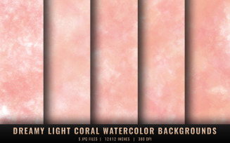 Dreamy Light Coral Watercolor Backgrounds