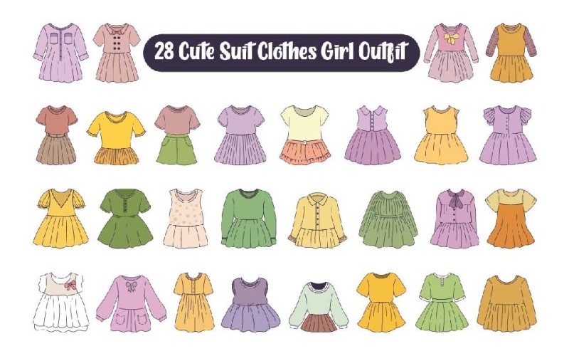 28 Cute Suit Clothes Girl Outfit Illustration