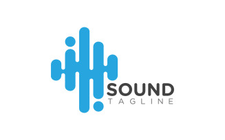 Sound waves vector illustration logo entertainment music studio design template v.1