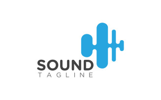 Sound waves vector illustration logo entertainment music studio design template v.3