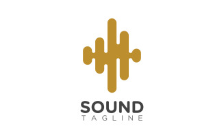 Sound waves vector illustration logo entertainment music studio design template v.4