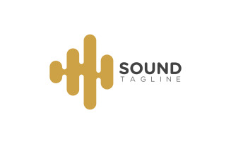 Sound waves vector illustration logo entertainment music studio design template v.5