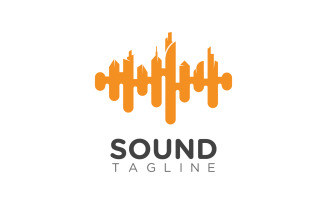Sound waves vector illustration logo entertainment music studio design template v.6