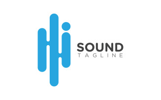 Sound waves vector illustration logo entertainment music studio design template v.7