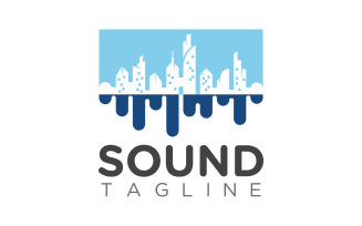 Sound waves vector illustration logo entertainment music studio design template v.9