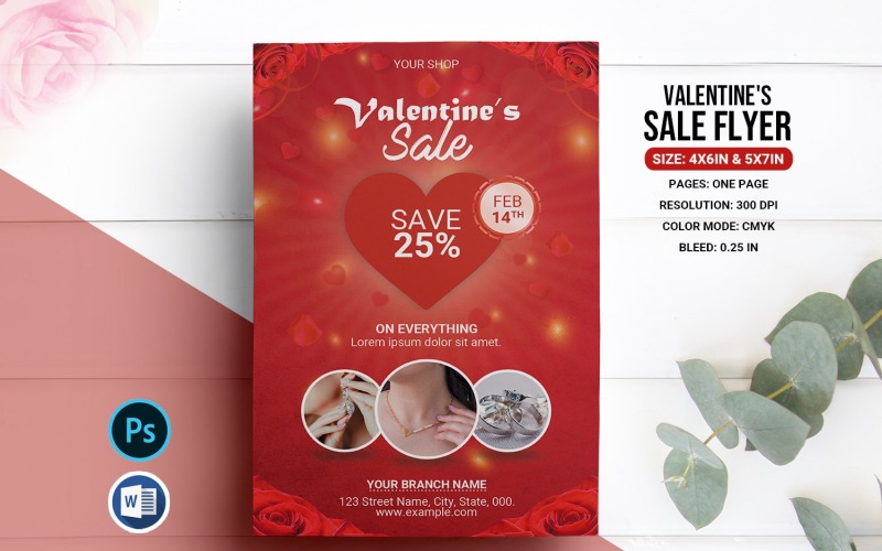 Valentine's Day Sale Flyer Template - Customizable & Ready to Use Corporate Identity