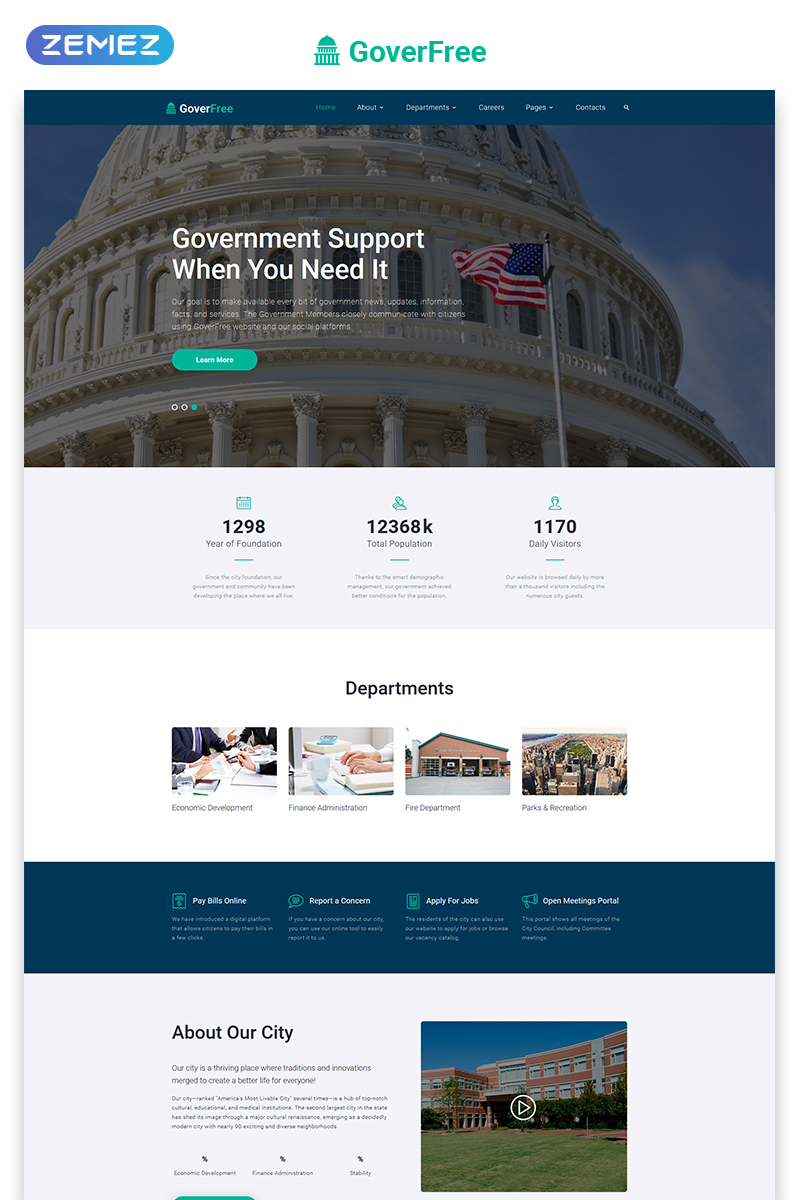 GoverFree - Government Multipage Clean HTML Template Web №48697 - captura de tela