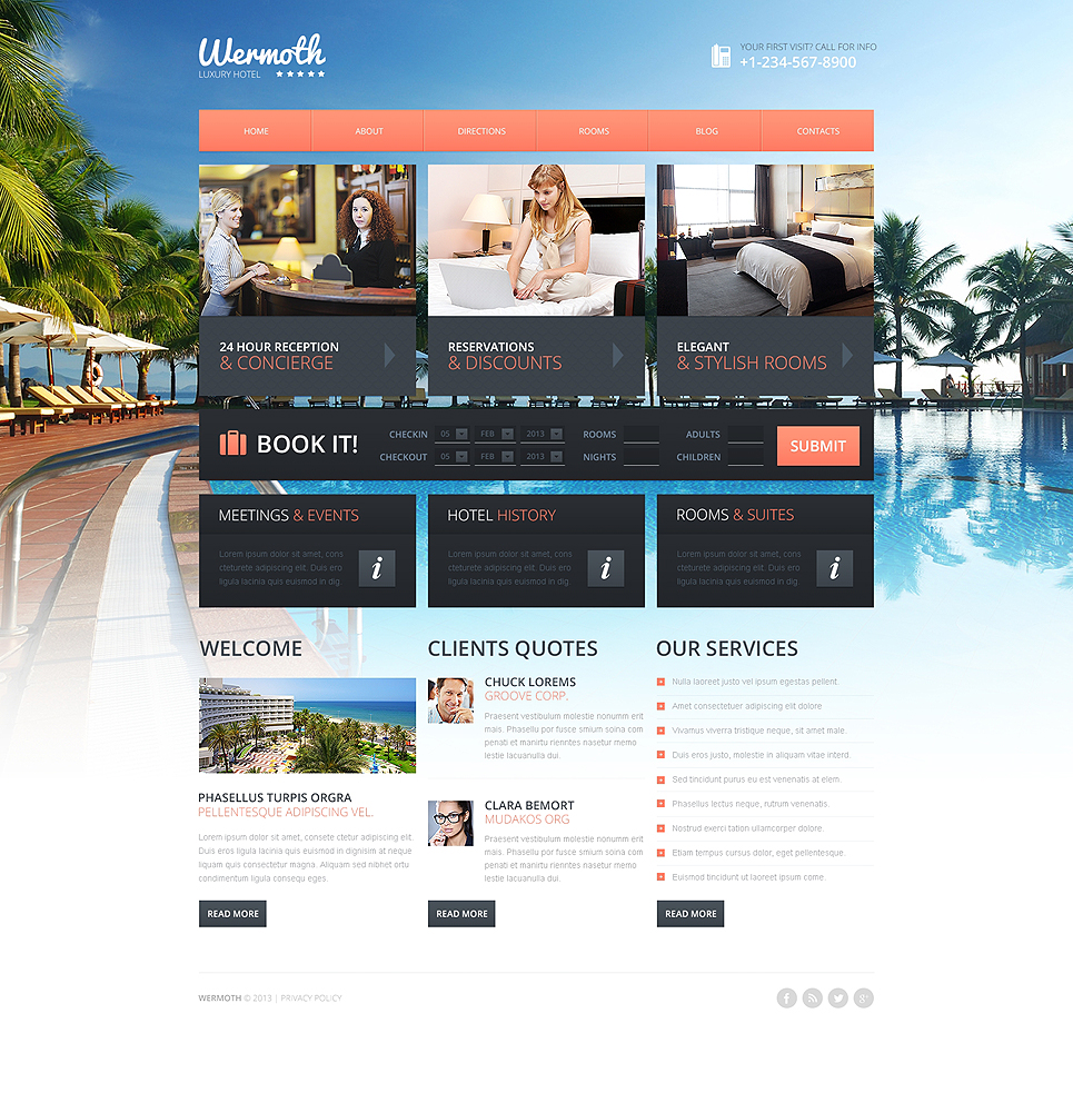 Hotels Drupal Template New Screenshots BIG