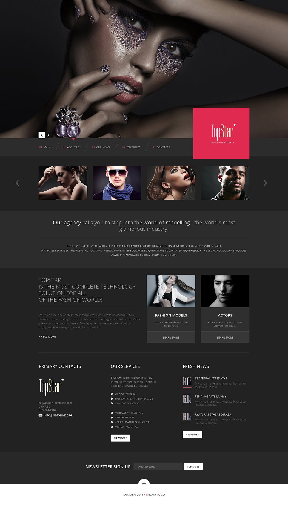 Model Agency Responsive Website Template #48655