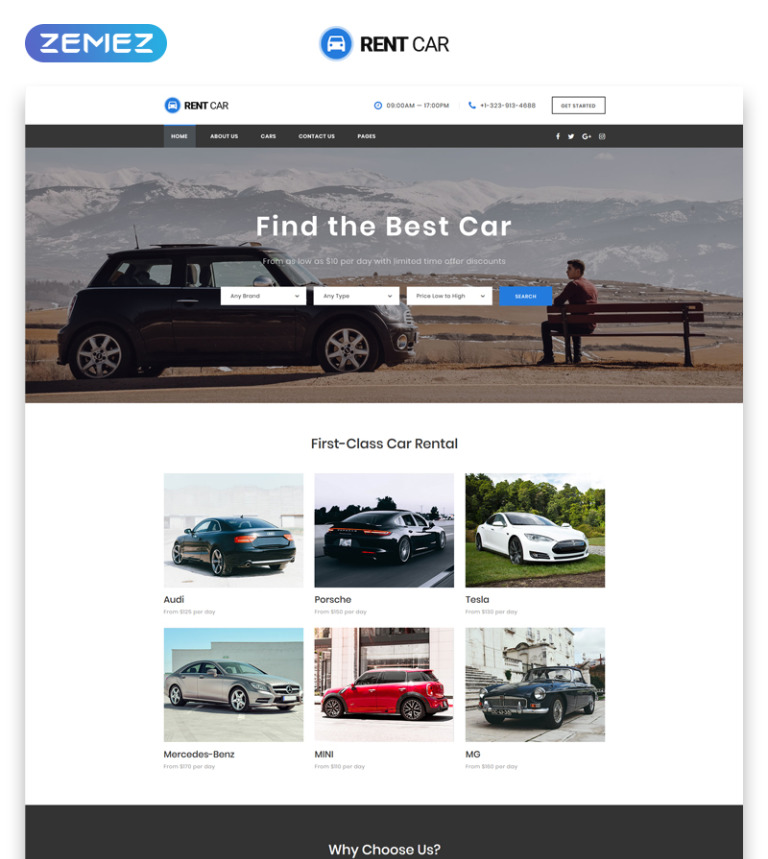  Rent Car - Well-Thought-Out Car Rental Multipage HTML Website Template