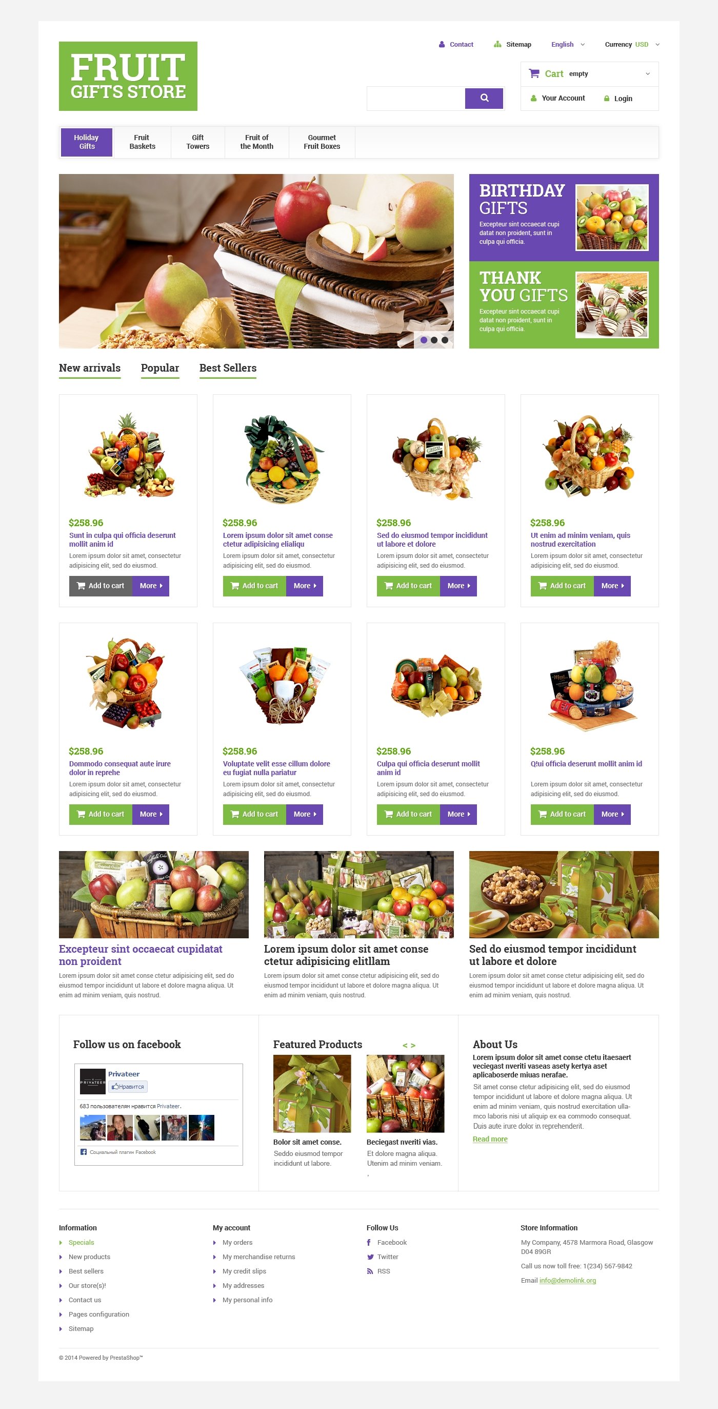 Tema De PrestaShop "Cestas de Frutas de Regalo" #48661 - captura de pantalla