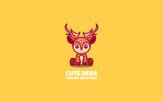Cute Deer Simple Mascot Logo