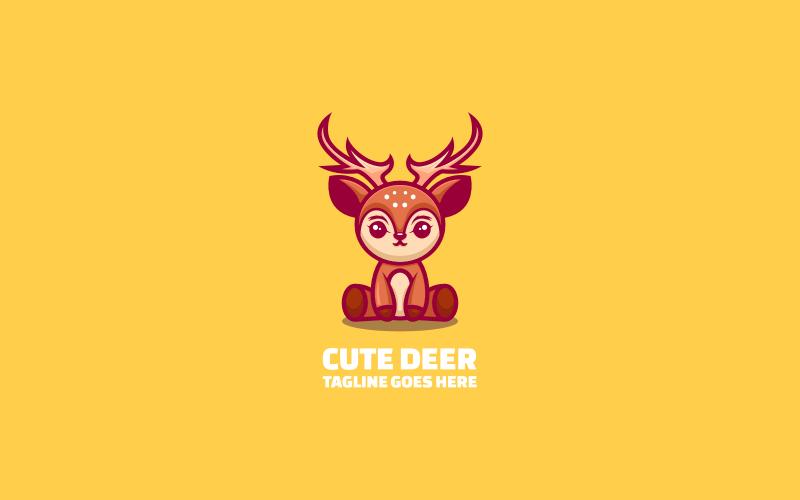 Cute Deer Simple Mascot Logo Logo Template