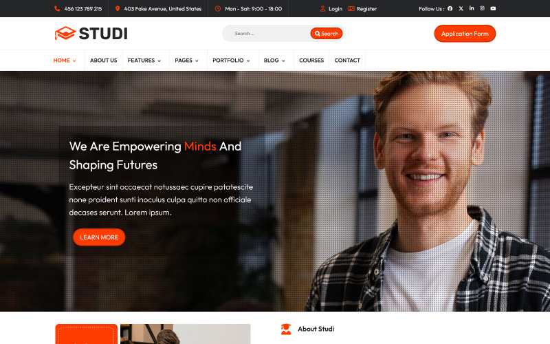 Studi Education LMS Online Courses Template Joomla Template