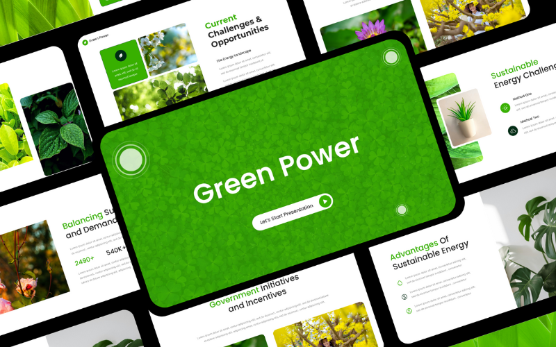 Green Power Nature Presentation PowerPoint Template