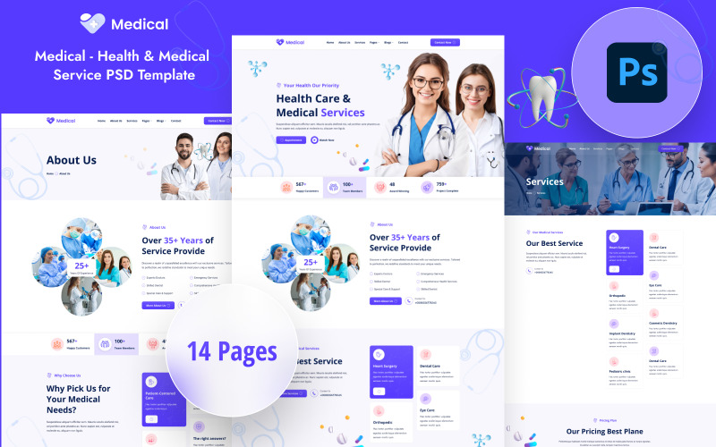 Medical - Health & Medical Service PSD Template