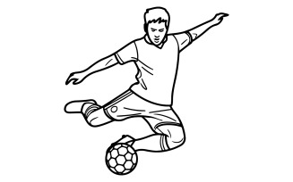 Soccer player a scissors kick