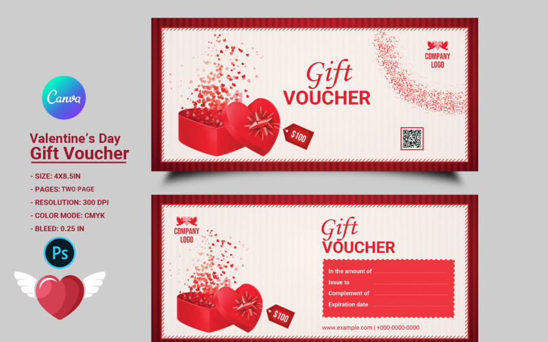 Valentine’s Day Gift Voucher Template - Customizable & Printable Corporate Identity