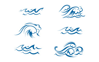 Water Wave icons ocean illustration design template v.11