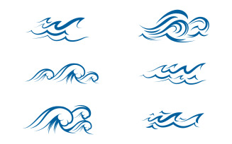 Water Wave icons ocean illustration design template v.7