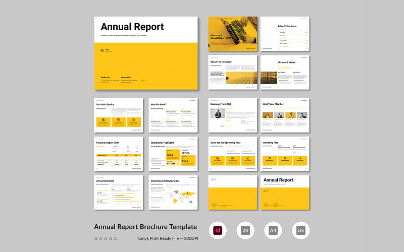 Annual Report Template Landscape Layout Design Magazine Template