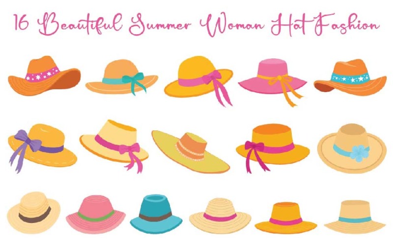 16 Beautiful Summer Woman Hat Fashion Illustration