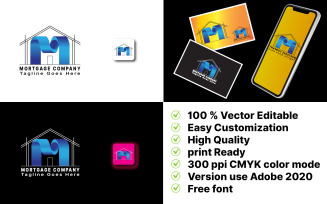 M Mortgage Company Logo Template Design