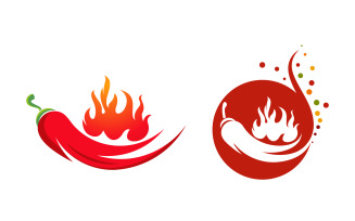 Red hot natural chili icon logo Template vector Illustration v.3