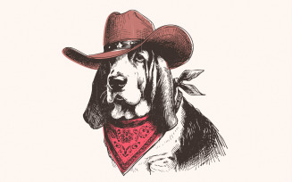 Cowboy Dog PNG, Cowboy Hat, Rustic Western Animal, Vintage Desert PNG, Southwestern Style, Country