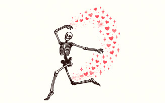 Funny Valentine PNG, Skeleton Valentine, Retro Sublimation, Valentines Day Png, Dancing Skeleton,
