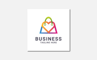 Abstract colorful love shopping bag logo.