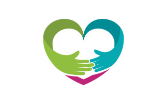 Hand Concept Mutual help care social humanity Logo design template v.10