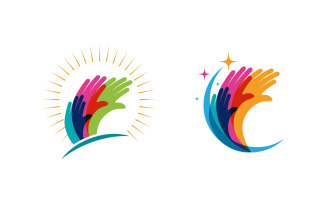 Hand Concept Mutual help care social humanity Logo design template v.12