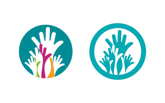 Hand Concept Mutual help care social humanity Logo design template v.13
