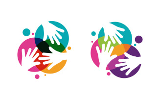 Hand Concept Mutual help care social humanity Logo design template v.16