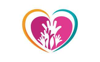 Hand Concept Mutual help care social humanity Logo design template v.18